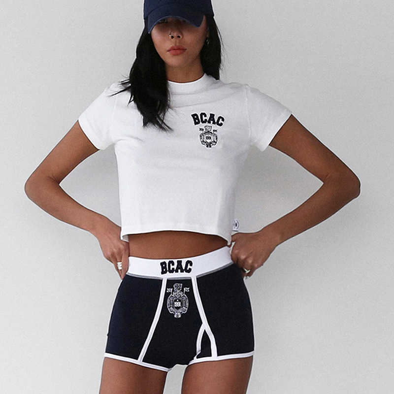 Yoga Outfit Korean Badblood Underwear Color Blocked Embroidered Hot Girl Thong Female Sexy Sports Fitness Summer H250307