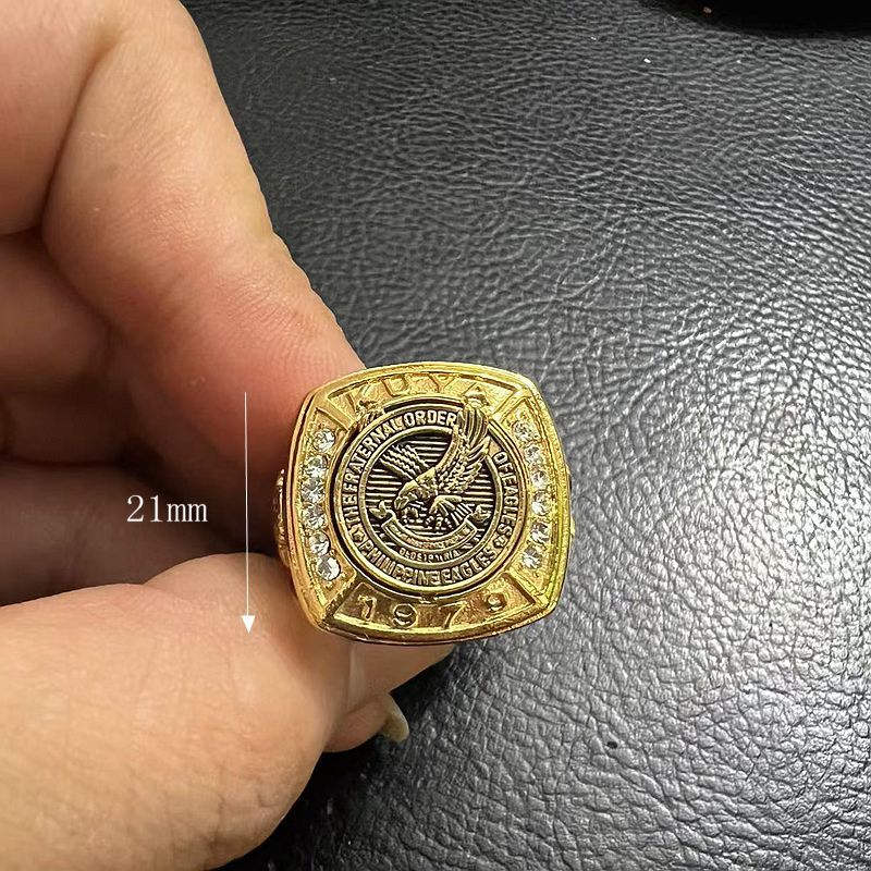 Hip Hop Vintage Square Eagle Casting Ring Stainless Steel Gold Plated Mens Jewelry