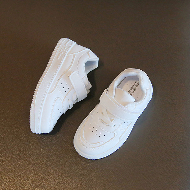 Infant Kid's Leather White Kids Shoes For Boys And Girls Fashion Children Casual Shoes Non-slip Sneakers Sizes US5.5C-US6Y 000512