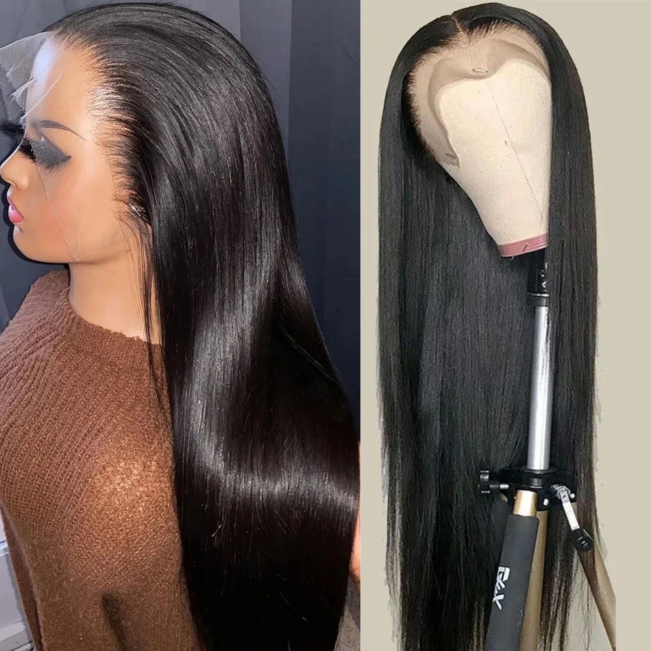 Free shipping 250 Density Peruvian 360 Full Hd Lace Front Silation Human Hair 13X6 Straight Frontal Wigs for Women Pre Plucked Glueless Wig Ready To W
