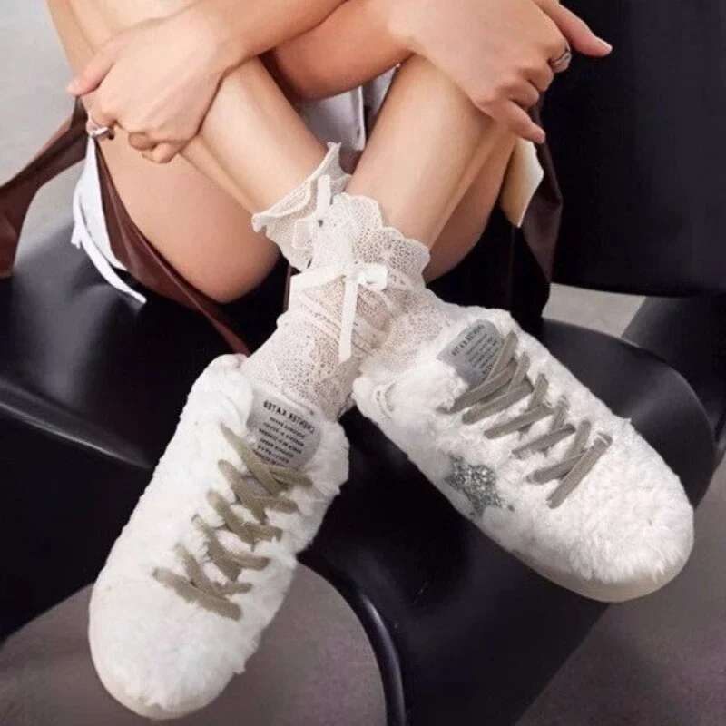 2025 New Women's Flat Shoes Designer's New Round Head Suede Leather Front Zipper Flash Soft Bottom Anti slip Wear resistant Low cut Cotton S