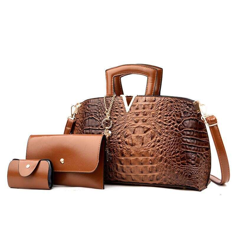 Women's Bags Handbag Stylish Alligator Print Women's Shoulder Crossbody Three-piece Set Bag