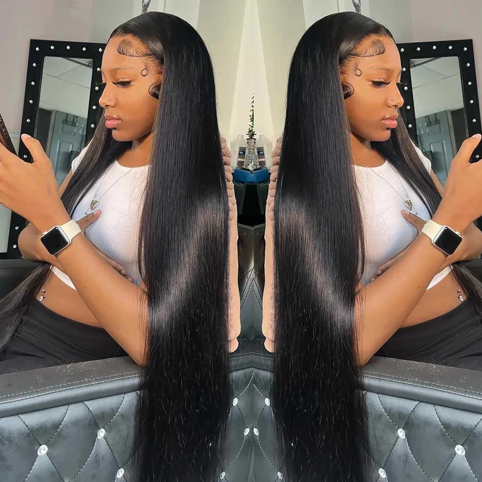 Free shipping 250 Density Peruvian 360 Full Hd Lace Front Silation Human Hair 13X6 Straight Frontal Wigs for Women Pre Plucked Glueless Wig Ready To W