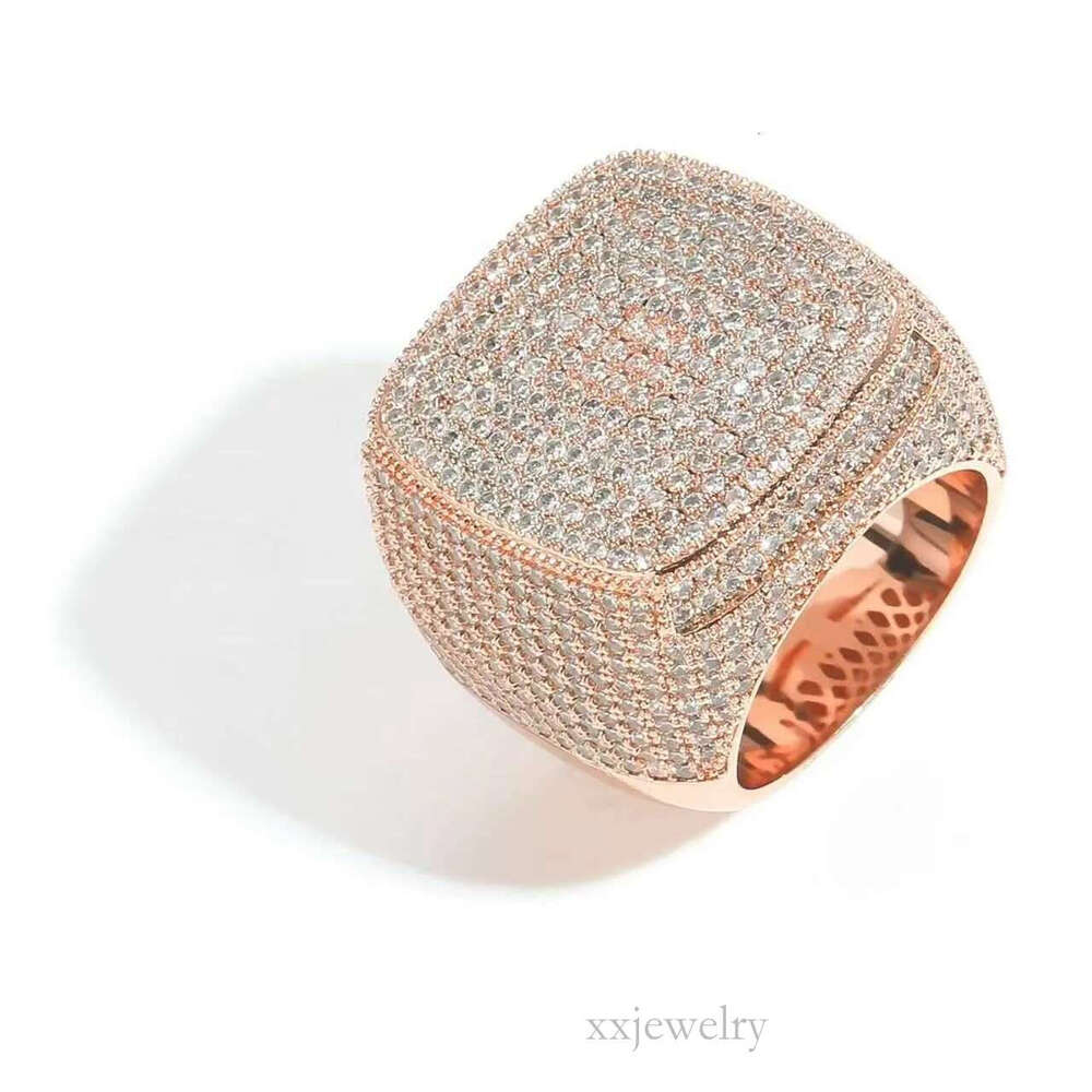 Fashion fine jewelry vvs Moissanite Ice Out Ring Men's Hip hop ring Gold plated Sterg Sier Dia