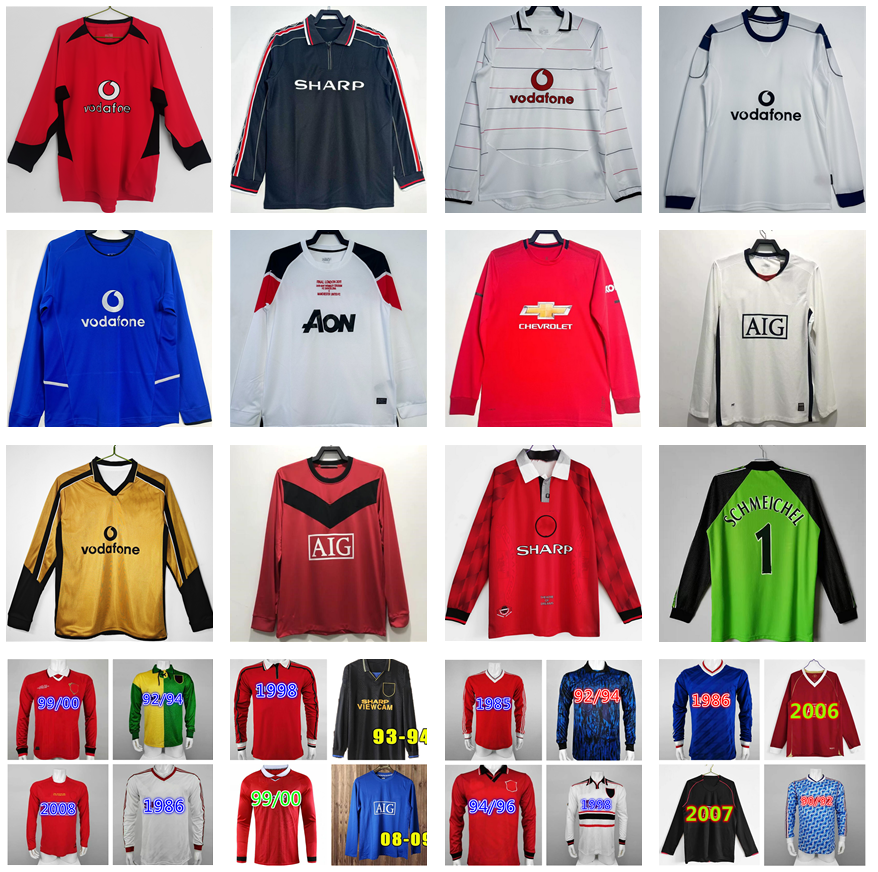 90 92 94 96 97 98 99 00 01 02 04 06 07 08 09 10 11 12 RONALDO BERBATOV VIDIC Retro Soccer Jerseys 2006 2007 2008 2009 Long Sleeved Rooney Giggs Nani BARTHEZ SAHA Football Shirt