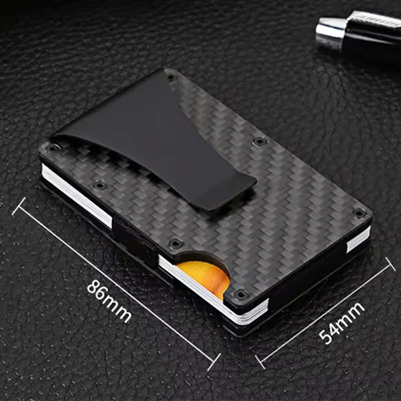 Minimalist carbon fiber RFID holder ultra-thin mini ID credit card holder aluminum alloy men's and women's wallet