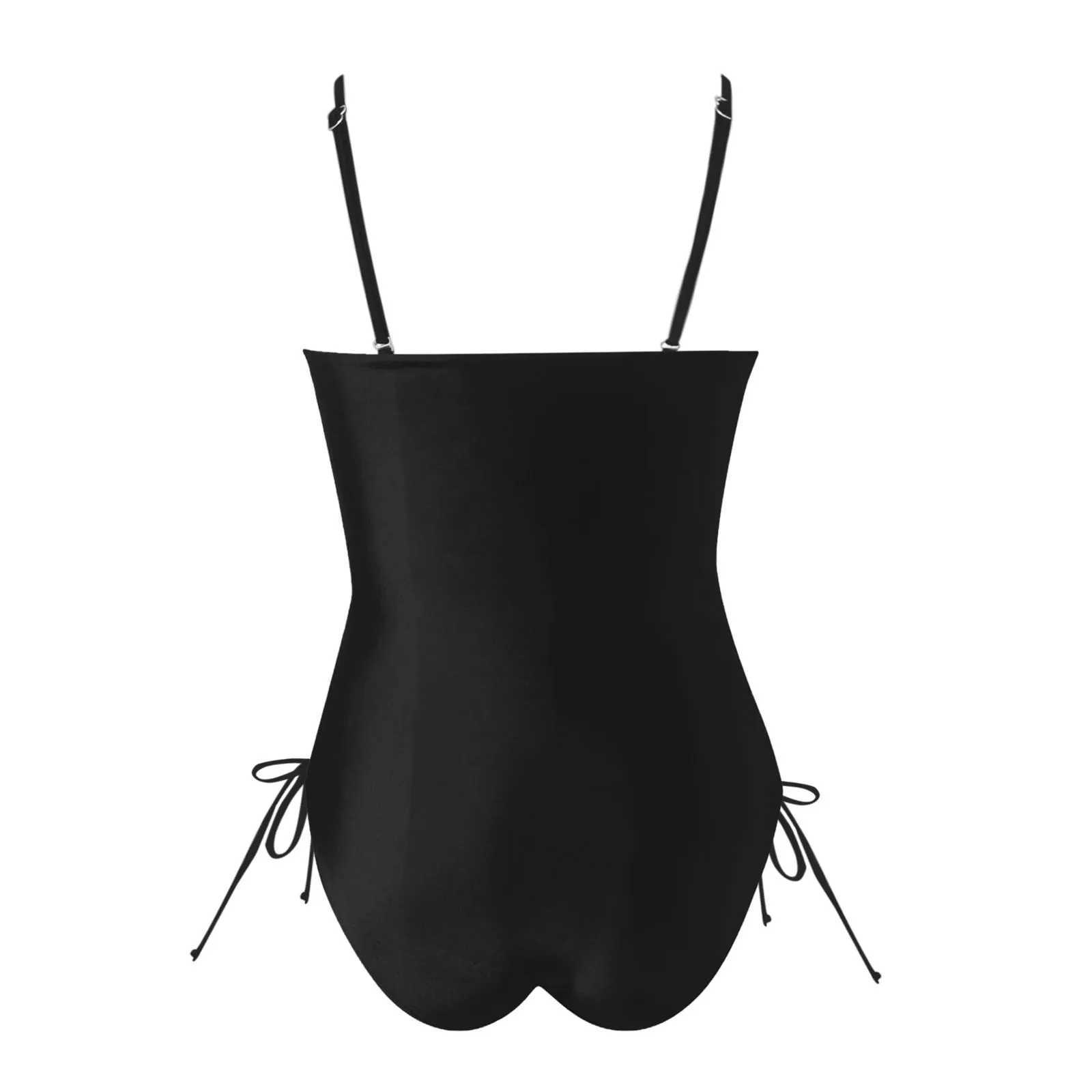 Strapless One Piece Swimsuit Women Solid Color Bandeau Swimming Suit Swimwear Black Beach Wear MonokiniXJ250310