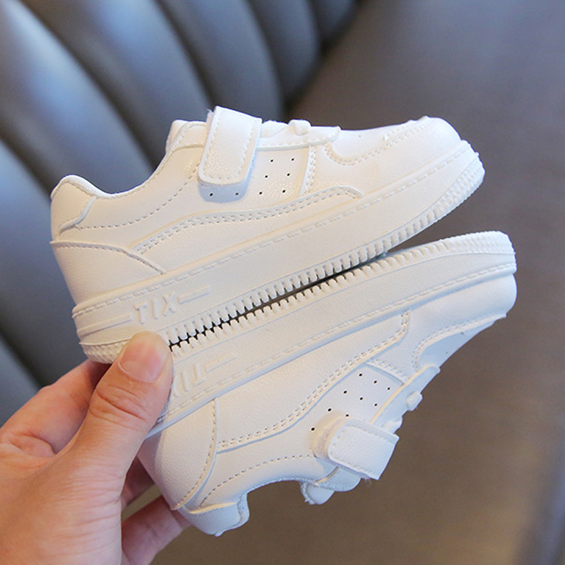 Infant Kid's Leather White Kids Shoes For Boys And Girls Fashion Children Casual Shoes Non-slip Sneakers Sizes US5.5C-US6Y 000512
