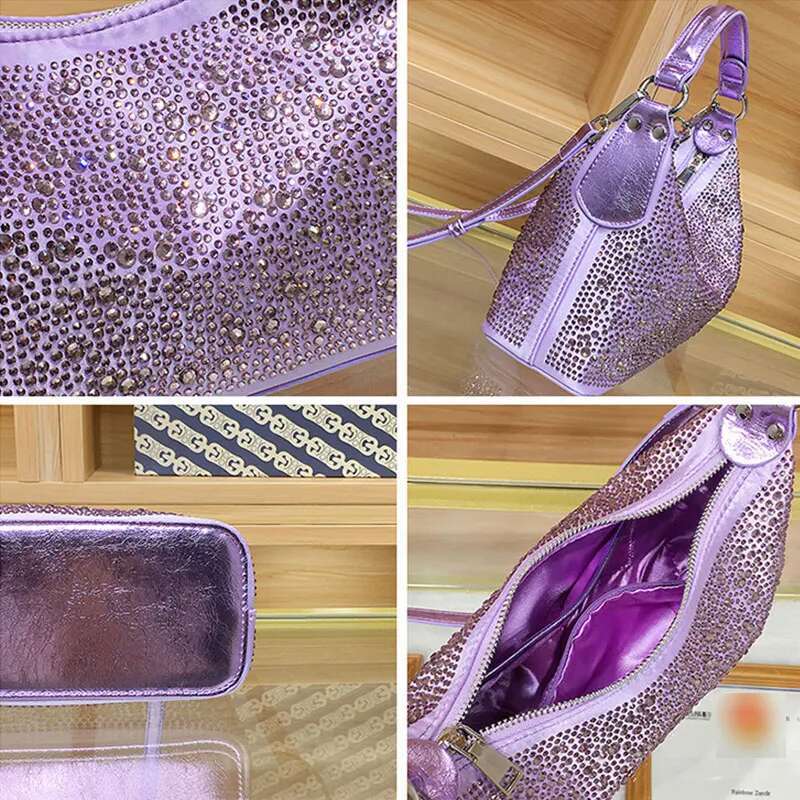 Women Evening 2025 New Shiny Rhie Women's Shoulder Bag Fashion Dinner Party Handbag Female Crossbody Bags