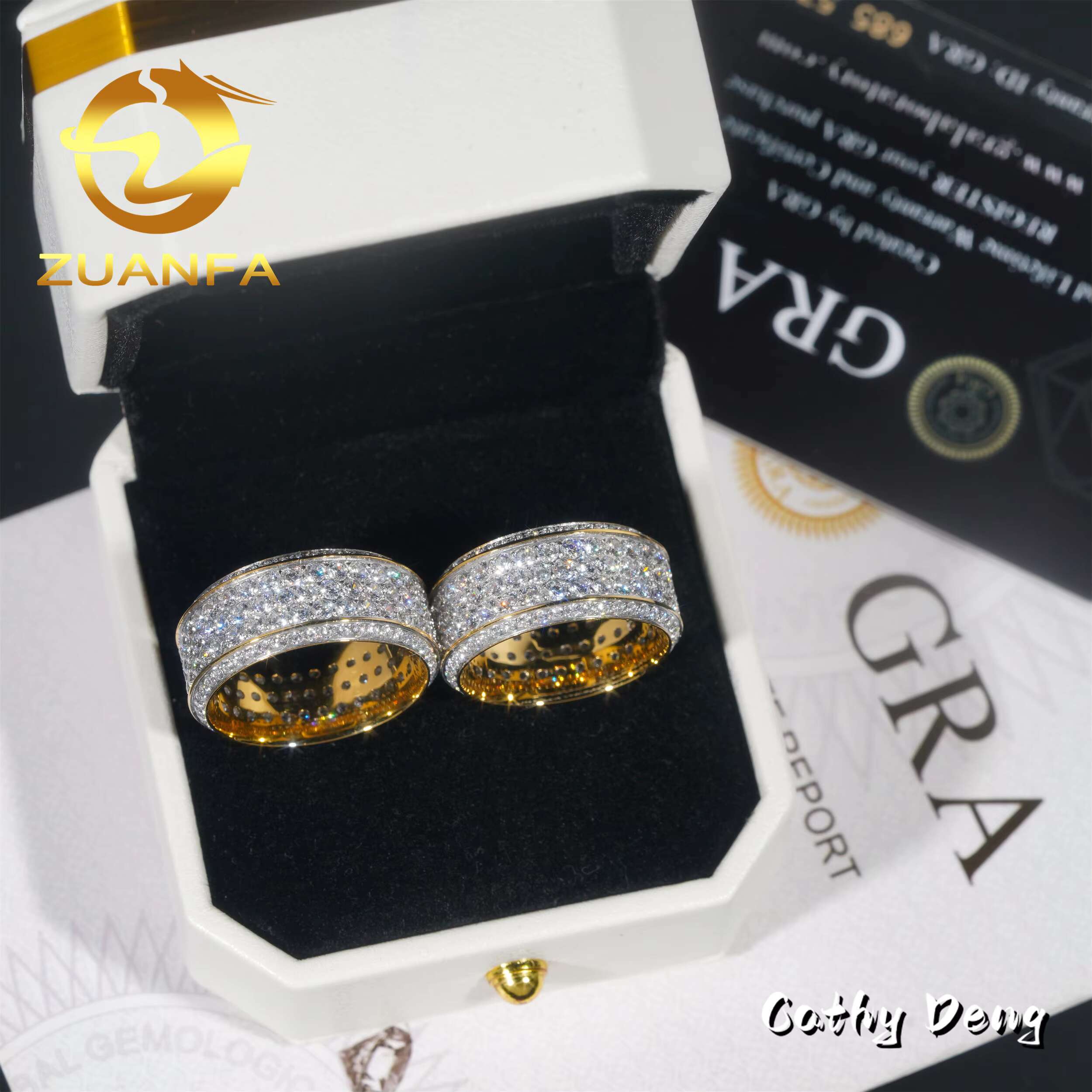 Wholesale Price Iced Out Moissanite Cuban Rings 316L Stainless Steel Hip Hop Men Dia Ring