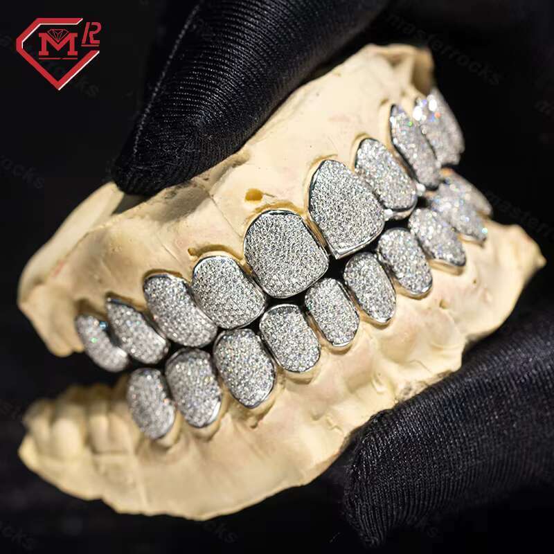 Custom Hip Hop Sterg Sier Vvs Iced Out Moissanite Dia Grillz for Mens