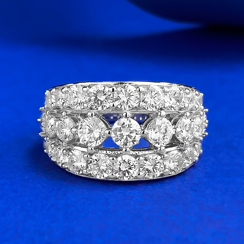 2025 Mother's Day Gift Wedding Ring Gorgeous Luxury Jewelry Genuine 100% 925 Sterling Silver Round Cut Stack White Moissanite Diamond Women Bride