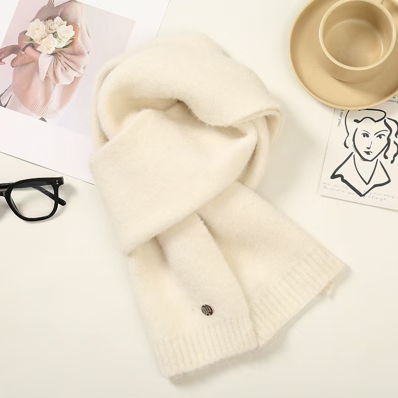 K091 2025 Korean winter new knitted scarf wool warm yarn all-match solid color neck accessories wholesale