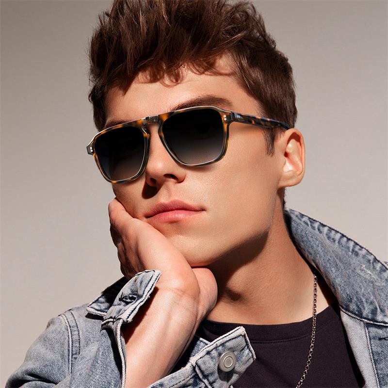CARFIA Acetate Men's Polarized Sunglasses - Designer Tortoiseshell Frame, UV Protection, Stylish Design