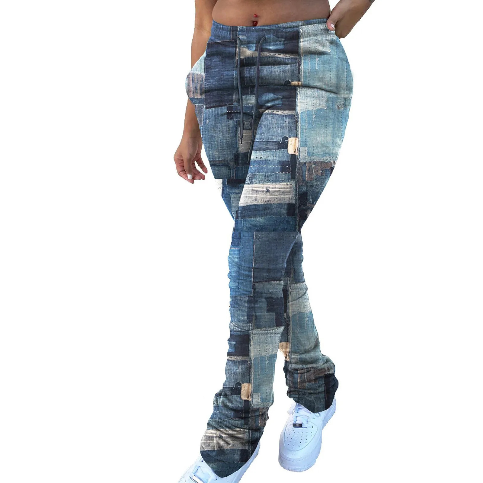 Cargo Pants Women Plus Size Casual Jeans Print Trousers Strap Long Pocket Pant Wide Pants Women High Waist Womens Pants 250305