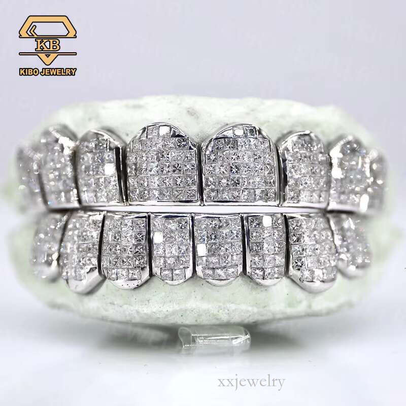 Invisible Set Princess Emerald Cut Vvs1 Hight Quality Moissanite Dia Grillz