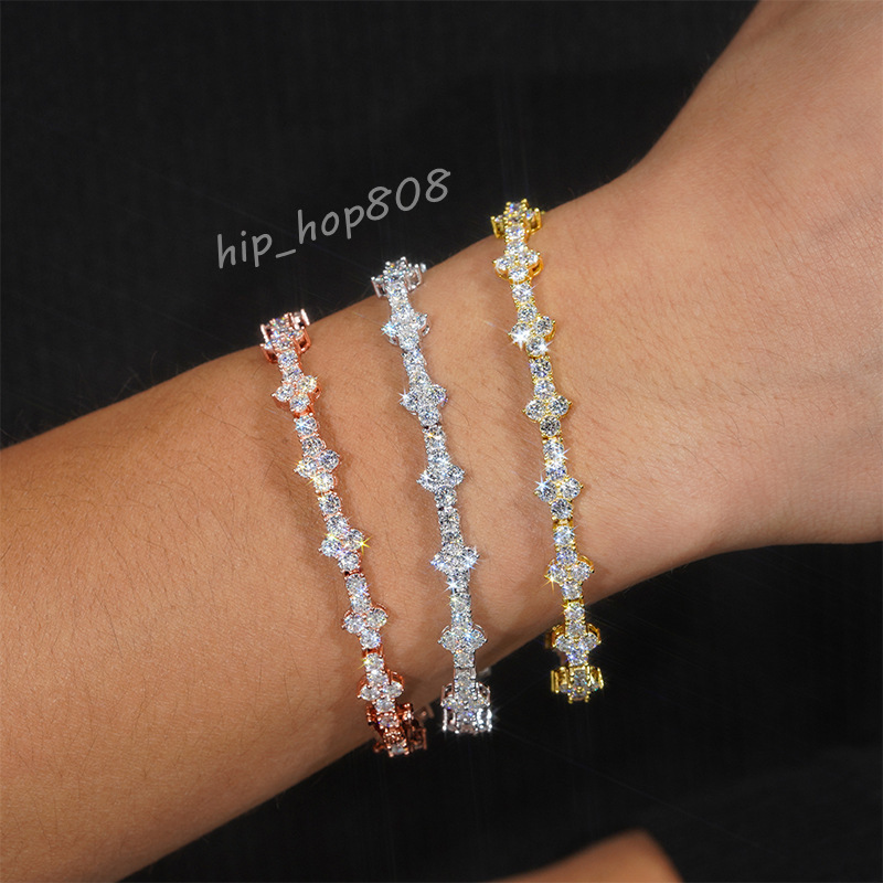 Fashion Jewelry Solid S925 Gold Plated 3mm Cross Hip Hop Jewelry Necklace VVS D Color Moissanite Diamond Tennis Chain