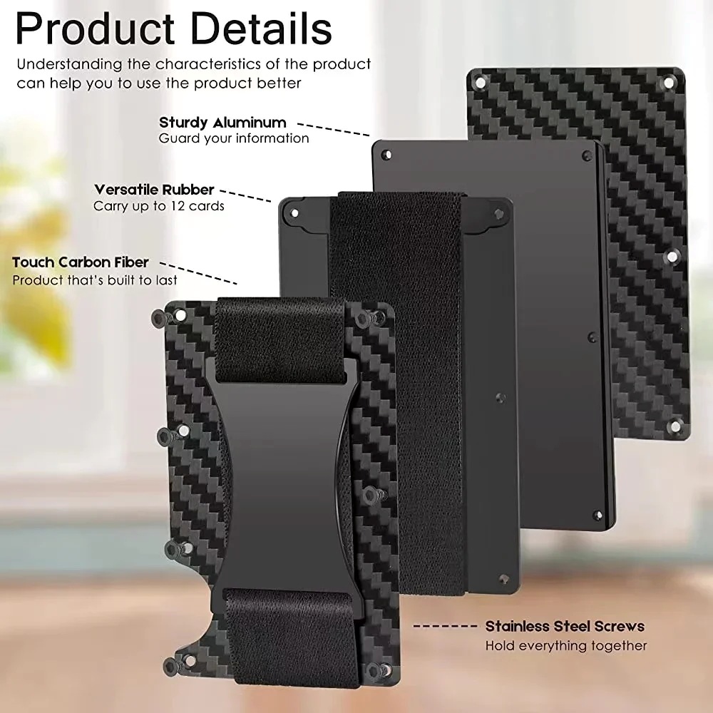 Minimalist carbon fiber RFID holder ultra-thin mini ID credit card holder aluminum alloy men's and women's wallet