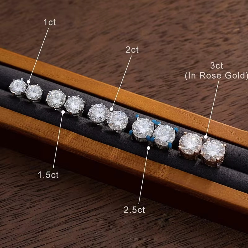 Dropshipping Earrings14K Gold Plated S VVS GRA Certificate Moissanite Solitaire Dia Stud Earrings Screw Back