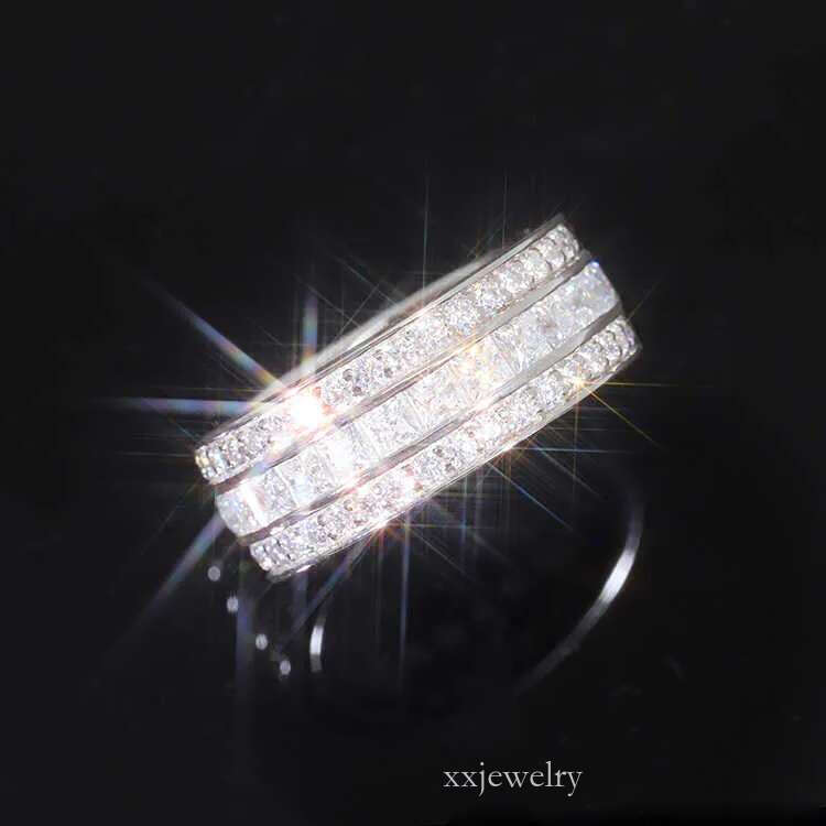 Fashion Design Solid Sier With iced out GRA Round Moissanite dia For Mens Hiphop Rings