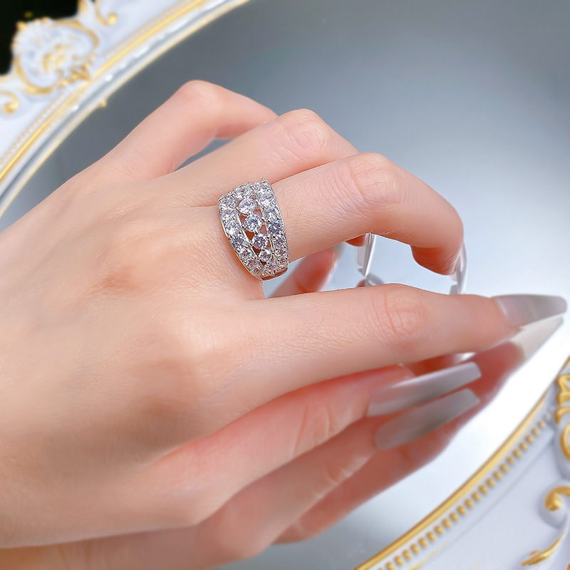 2025 Mother's Day Gift Wedding Ring Gorgeous Luxury Jewelry Genuine 100% 925 Sterling Silver Round Cut Stack White Moissanite Diamond Women Bride
