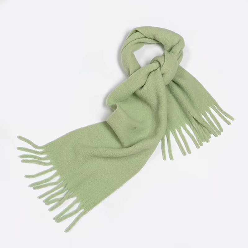 K086 Custom-made alpaca wool blended scarf with super-positive color matching, containing 75% wool, warm and thick solid color neck scarf