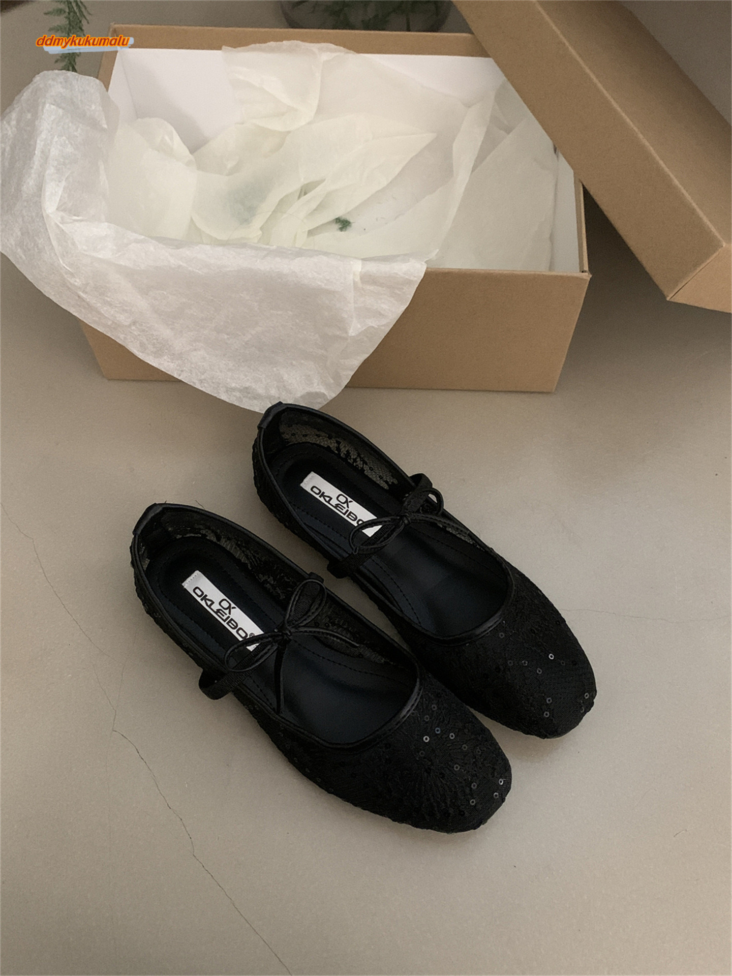 Gentle evening breeze bow ballet for women 2025 new fairy hollow mesh lace embroidered shoes single shoe ddmykukumalu