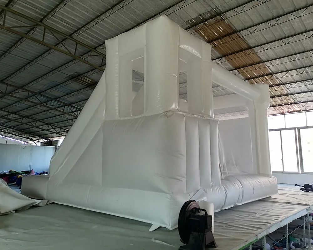 Outdoor Rental Inflatable White Bounce House Bouncer castles Wedding Bouncy jumping Castle jumper With Slide ball pit For Kids with blower free ship