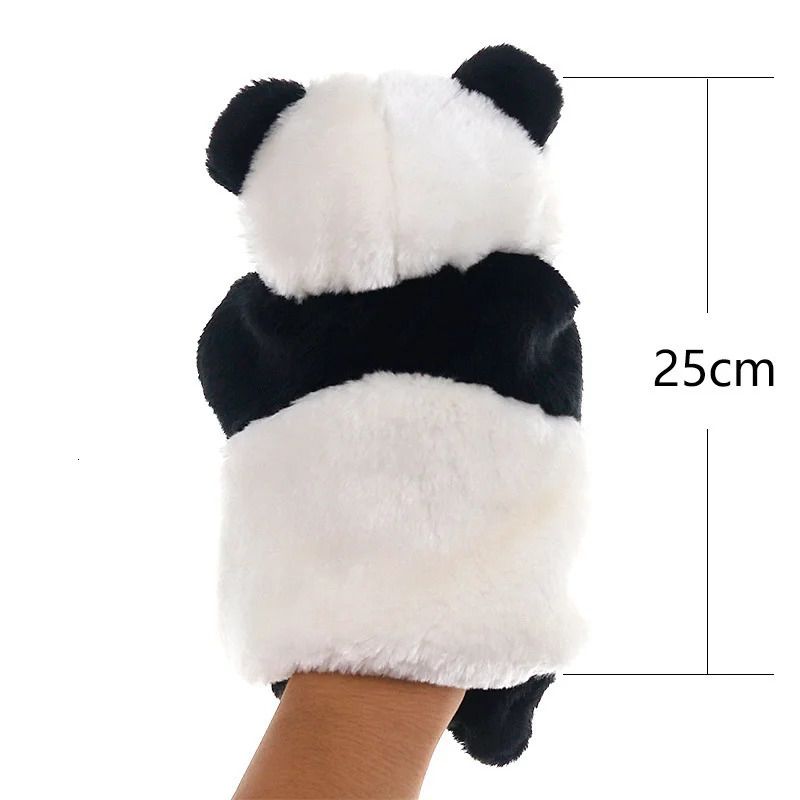 Free shipping 25cm Panda Plush Hand Puppet Animal Stuffed Doll Soft Glove Cartoon Role Play Bedtime Story Telling Kid Children Learning ppet