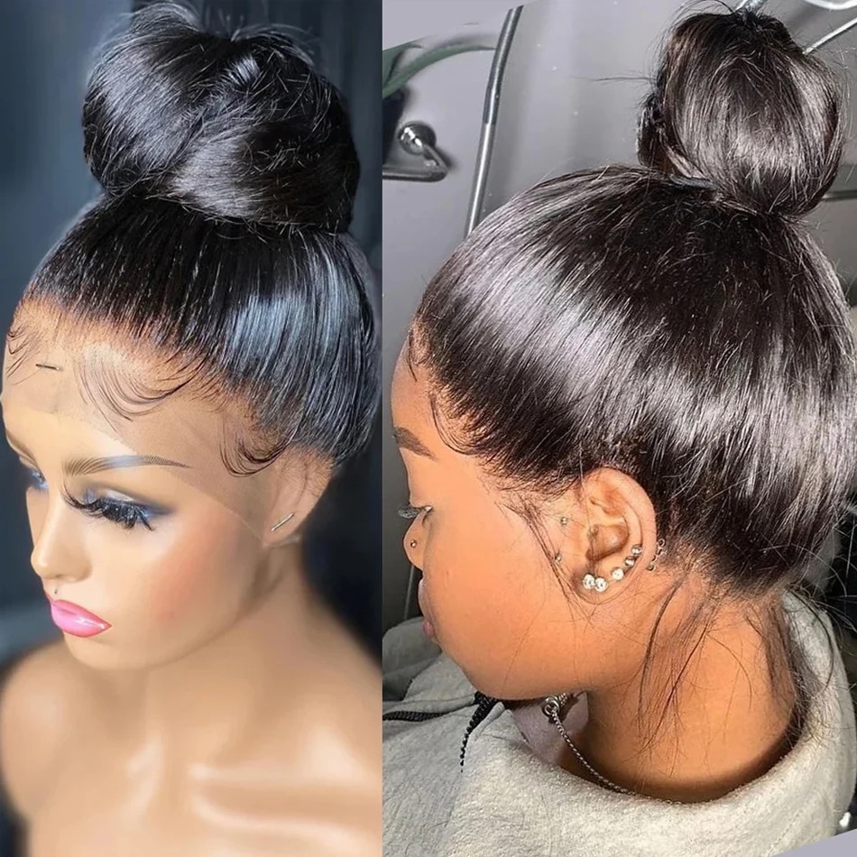 Free shipping 250 Density Peruvian 360 Full Hd Lace Front Silation Human Hair 13X6 Straight Frontal Wigs for Women Pre Plucked Glueless Wig Ready To W