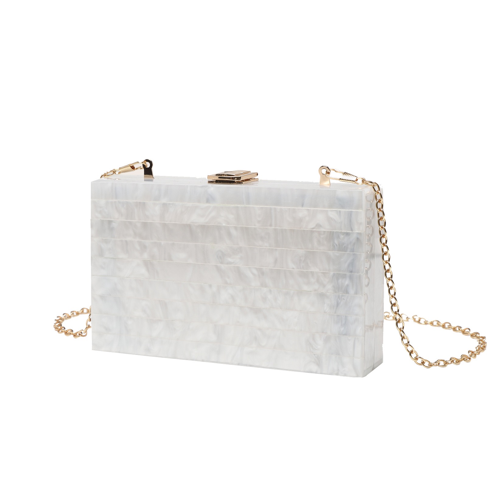 Marble Pearl White Striped Acrylic Box New Clutches Evening Bags For Women Wedding Party Female Handbags Bridal Clutch Bag 240906