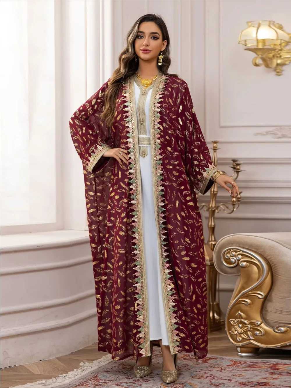slim Abaya 3 Piece Set Women Party Dresses Cardigan Robe Sashes Suit Bronzing Jalabiya Ramadan Morocco Dubai Ktan Vestidos W250310