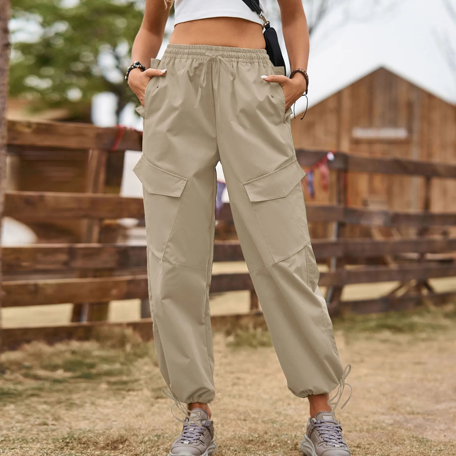 Womens casual street loose pants set loose waistband loose drag cargo Grunge High Street USA 250305