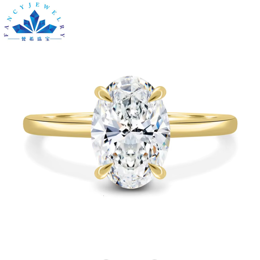 Luxury 18K Solid Gold Wedding Ring with 1ct 1.5ct 2ct Lab Grown Diamonds GRC IGI Oval Shape Solitaire Jewelry Rings