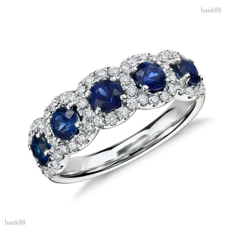 Choucong Handmade Wedding Rings Luxury Jewelry 925 Sterling Silver Fill Blue Sapphire CZ Diamond Gemstones Party Eternity Women Engagement Band Ring F