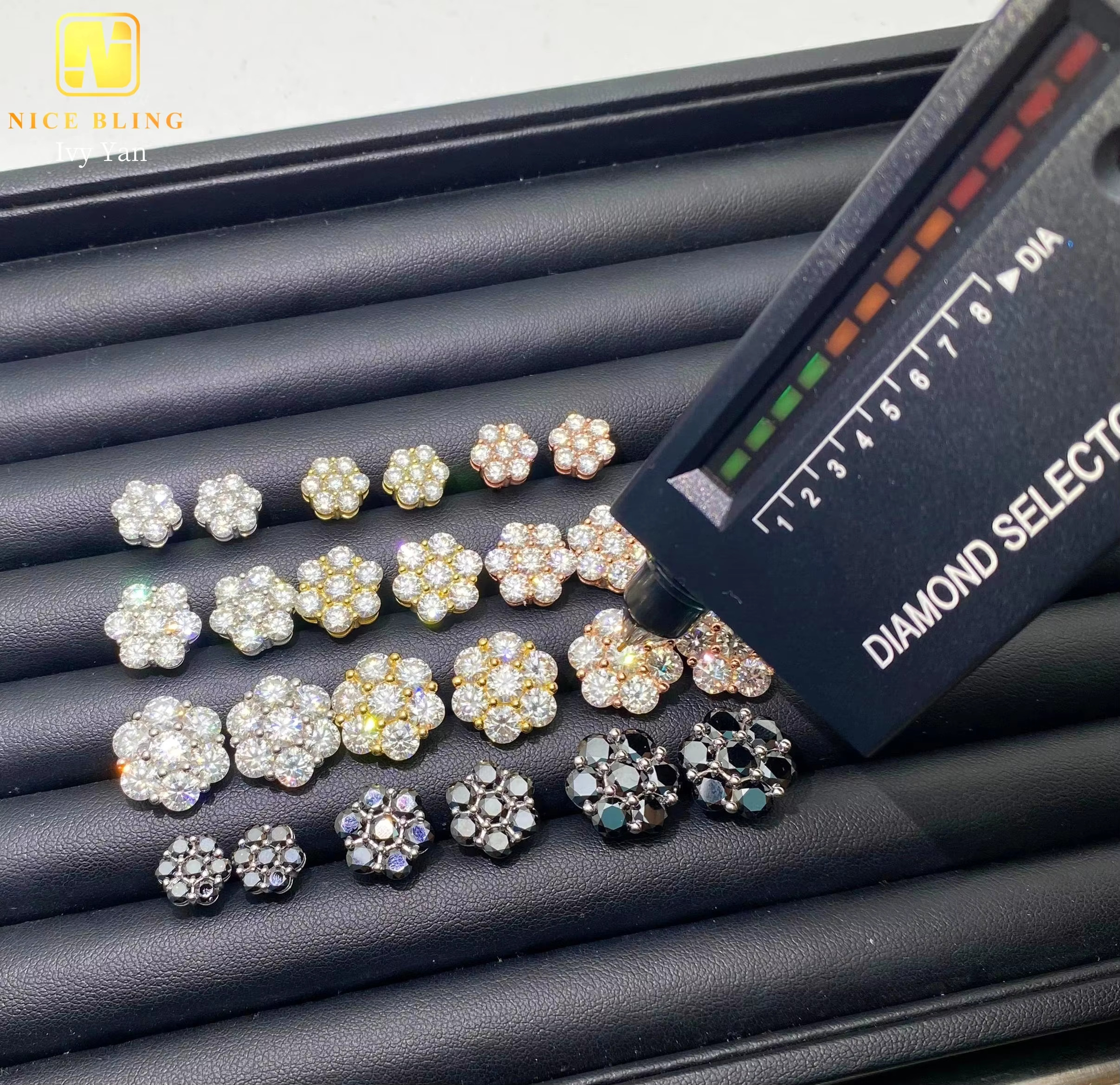 9mm 12mm 15mm Fashion Cluster Screw Back Ear Studs Iced Out Hip Hop Jewelry 925 Silver VVS Moissanite Stud Earring for Women