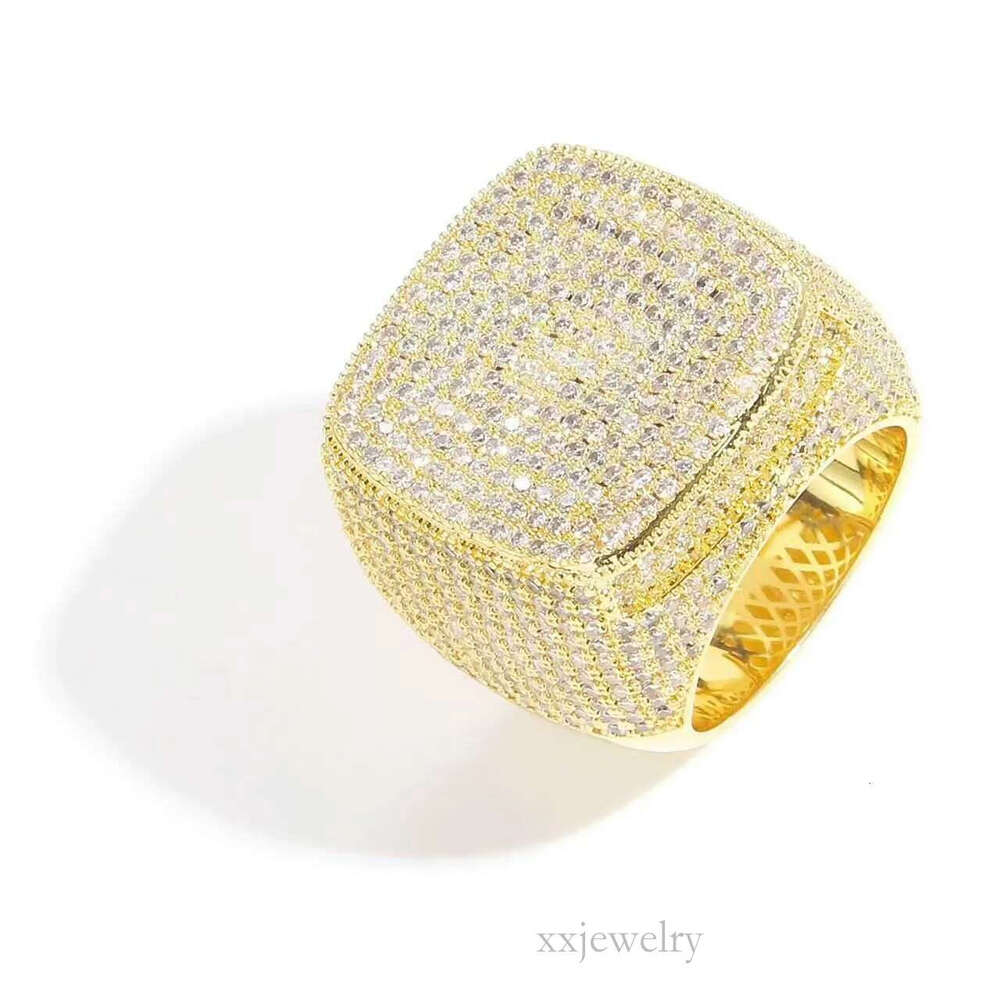 Fashion fine jewelry vvs Moissanite Ice Out Ring Men's Hip hop ring Gold plated Sterg Sier Dia