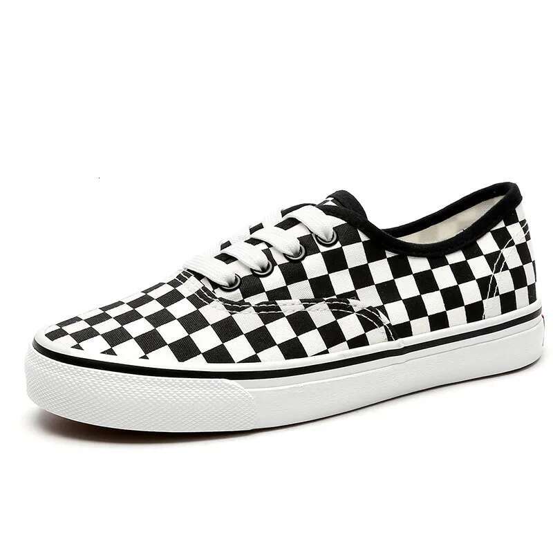 2025 Black And White Checkered Canvas Designer Shoes For Men Free Shipping Women S New Comfortable Couple Board Fashionable Niche High Quality Breatha