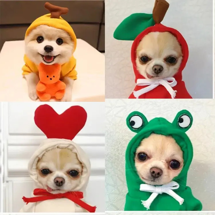 Update Fruit Transform Cat Small Medium-Sized Dog Autumn And Winter Hoodie Fleece Clothes Pet Supplies Teddy Method Wholesale Factory Home New Clothin - view 5