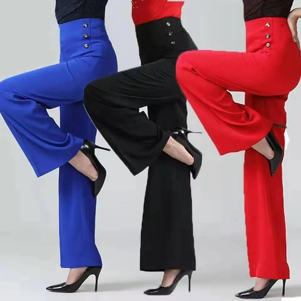 High Waisted Dance Pants For Women Social Dance Wide Leg Pants Slimming And Versatile Dance Pants Womens Bottoms 250305