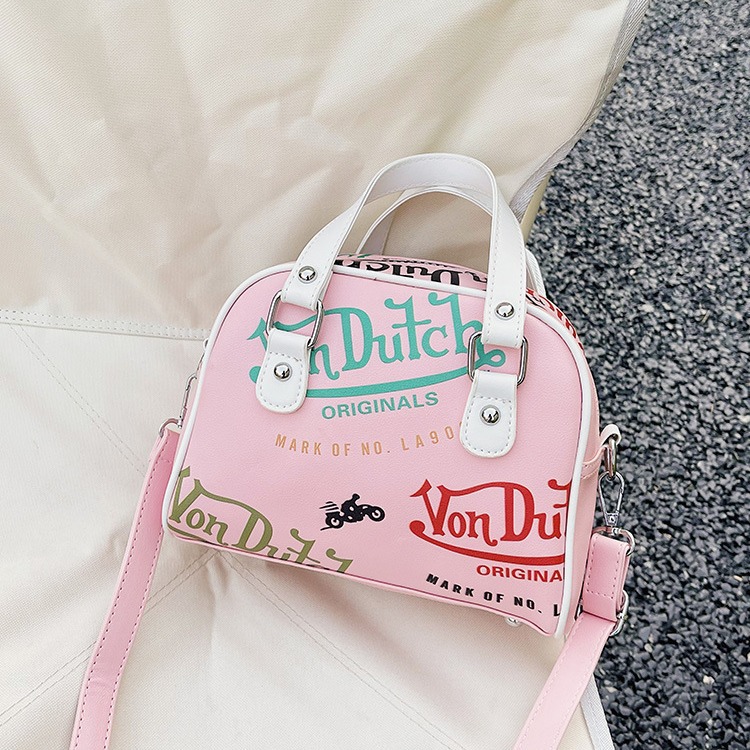 New women's bag color contrast shell bag fashion letter print single shoulder crossbody handbag 2025s