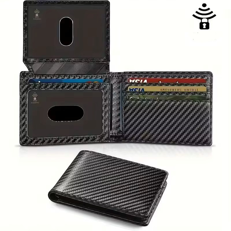 Men's Wallet Flip Cover Large Capacity RFID Anti-Theft Brush Ultra-Thin Portable Wallet Fashionable Credit Card Bag