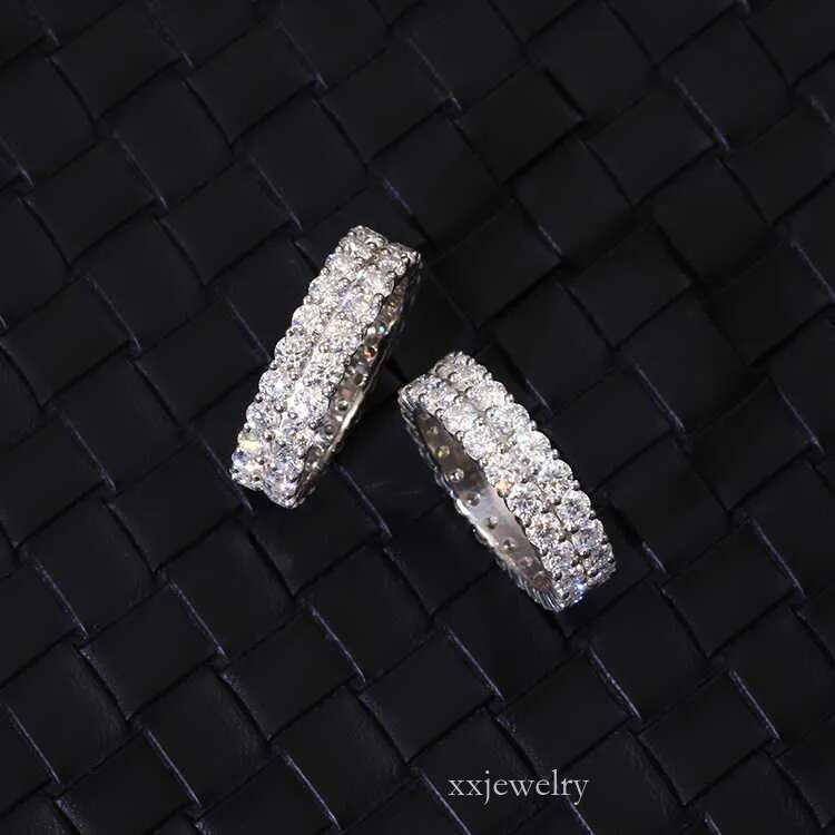 RTS Cuban Ring Iced Out Round Brilliant Cut Moissanite Dia Sterg Sier Gold Plated for Hip Hop Life