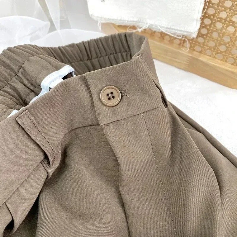 Fall Spring Black Suit Haren Pants Women Fashion Elastic High Waist Casual Trousers Woman Korean Style Solid Office Pants 2023 250305