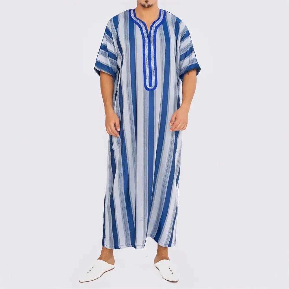 Arab mens short sleeve book printed robe Long Muslim robe Islamic Kamiz Thobe oversized clothing W250310