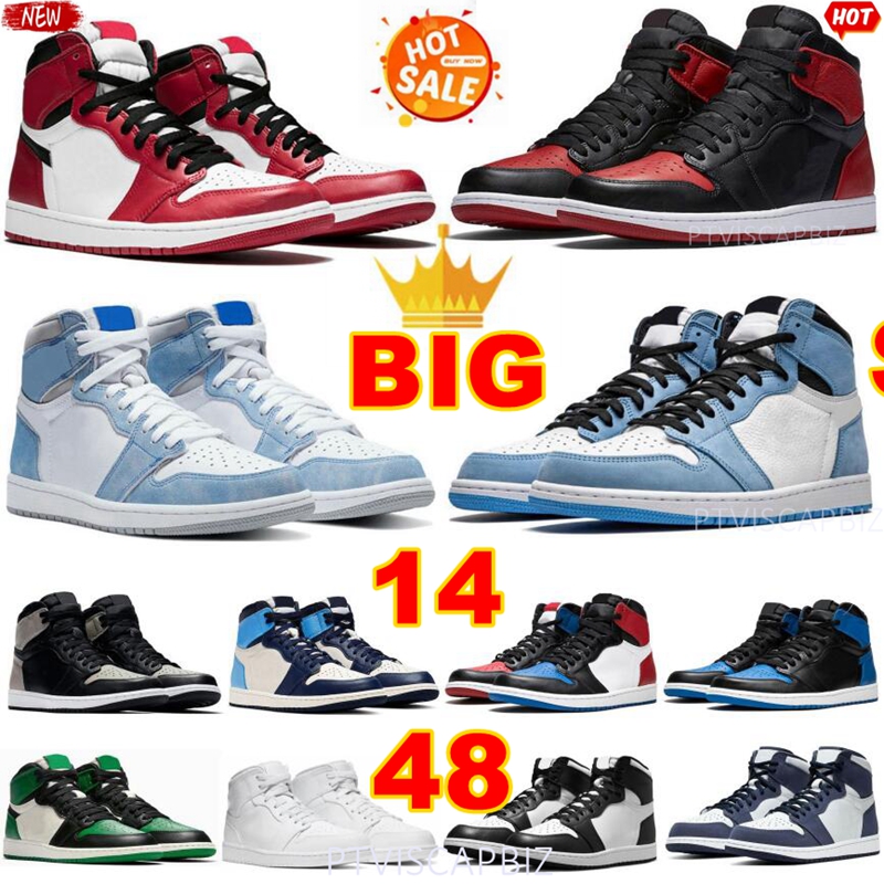 Big Long Size Mens Basketball Shoes Banned Bred Toe Gold Pine Green Black White Game Royal Shadow Top Count Purple Minight Navy Mid Obsidian University Blue Trainers