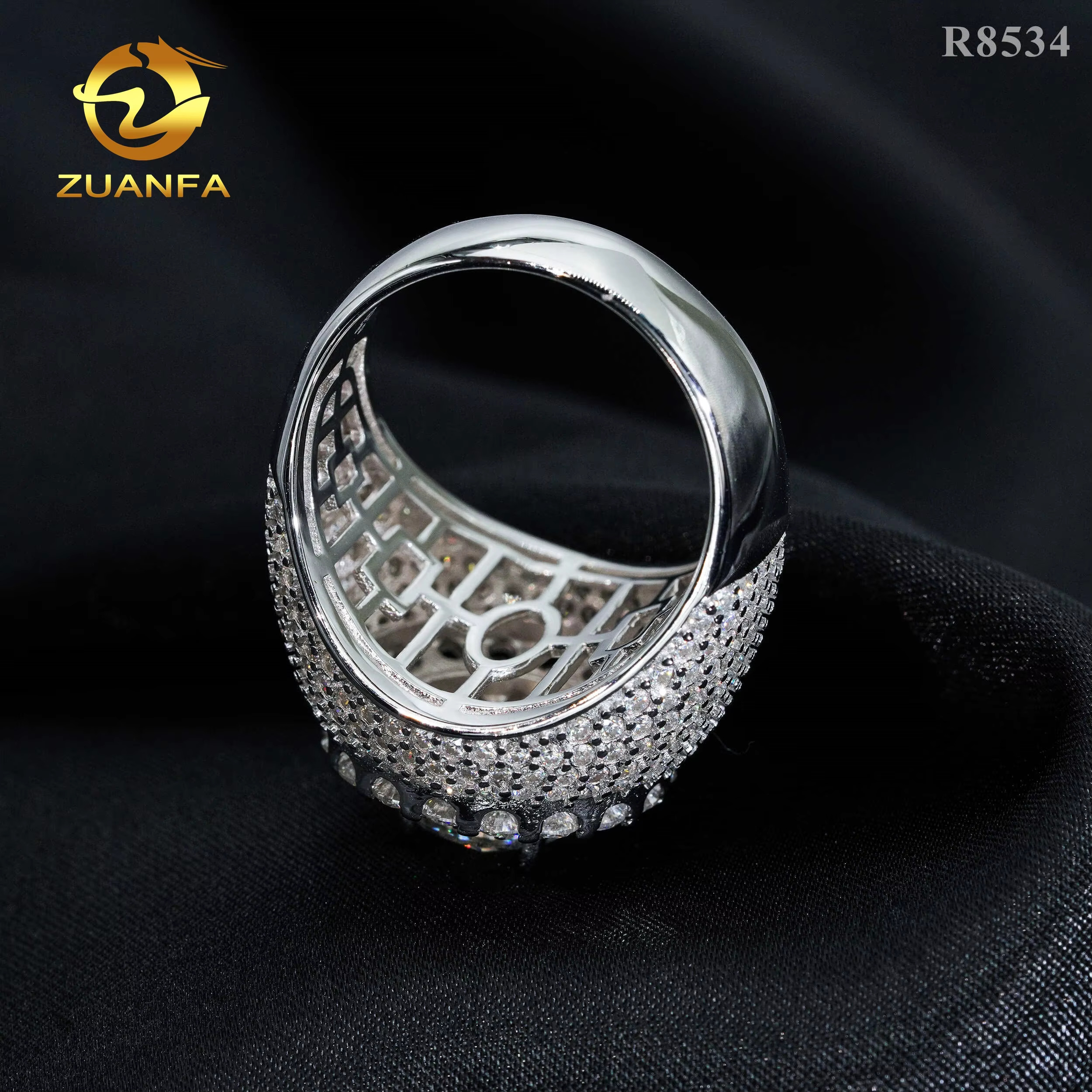 Top Sale Luxury Men Diamond 925 Sterling Silver Iced Out Fine Jewelry Solitaire Pave Moissanite Hip Hop Ring