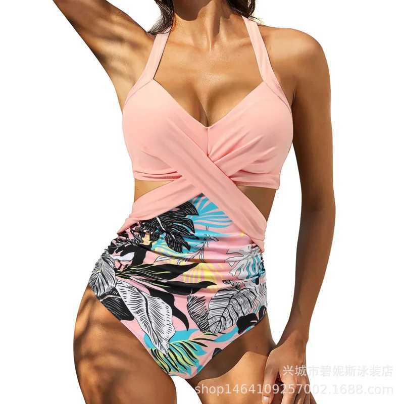 Womens Swimsuit Cut Out One Piece Swimsuit Halter High Waist Beachwear Monokini Push Up Swimsuit One Piece Swimwear Women 2022XJ250310