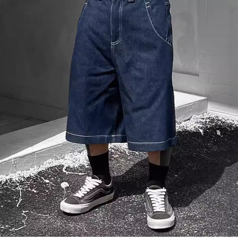 Y2k street clothing new shorts Harajuku hip-hop letter patch denim shorts mens retro fashion oversized basketball sports shorts 240701