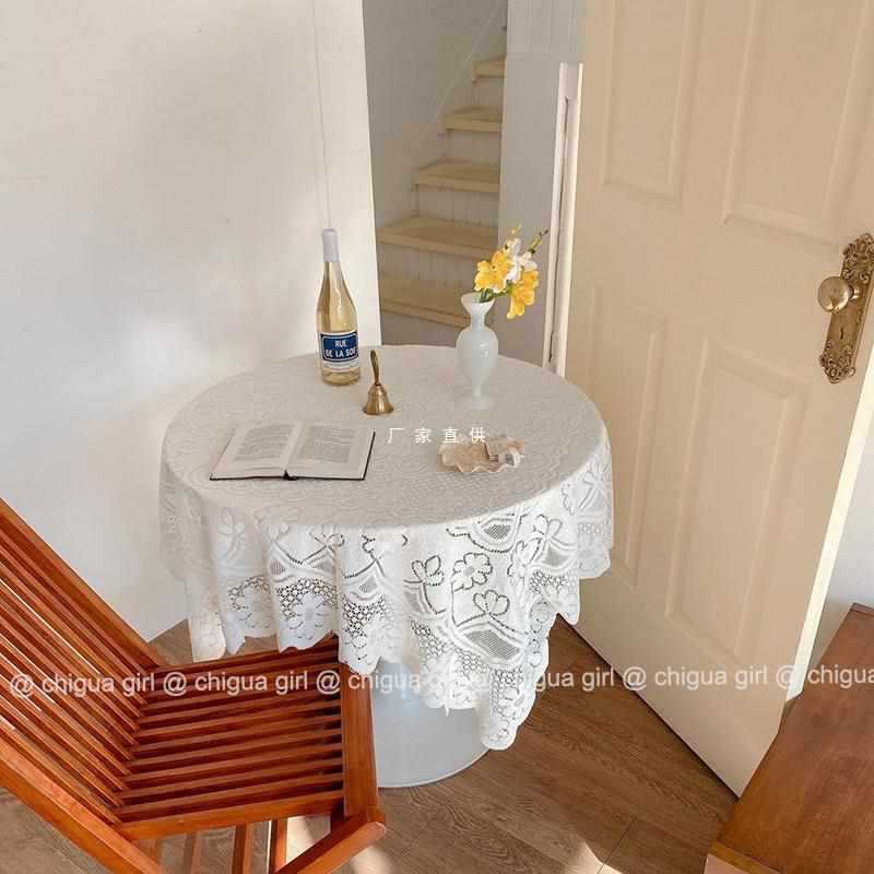 Retro lace decorative tablecloth style French simple romantic coffee table round table cover picnic cloth table cloth mat EZGS01